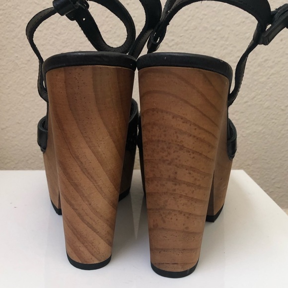 Free People Rendezvous black wood heel clog boho - Picture 4 of 9